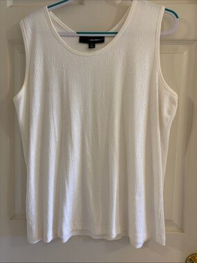 Denim&Co Cream Ribbed Scoop Neck Tank